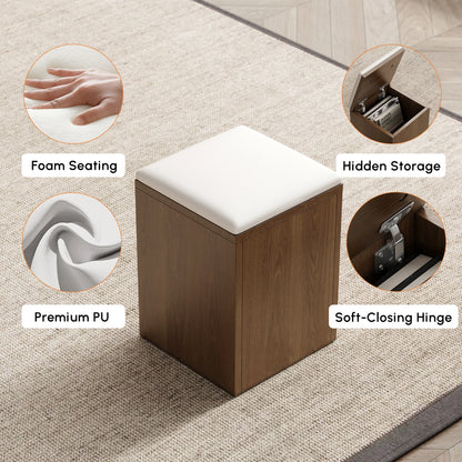 Natural Lift-Top Coffee Table with 4 Stools & Storage