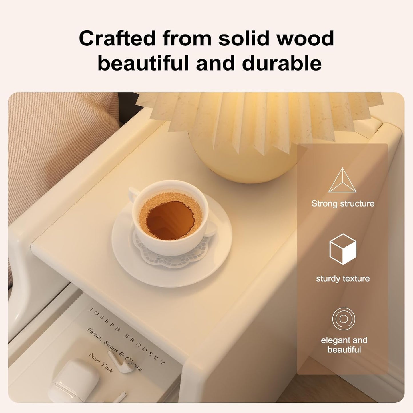 OakCraft™ Luxe Nightstand – Solid Wood Minimalist Bedside Table