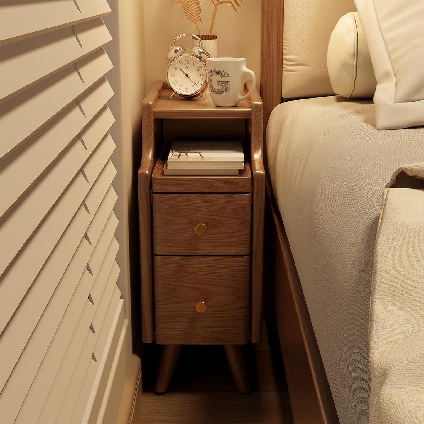 OakCraft™ Luxe Nightstand – Solid Wood Minimalist Bedside Table