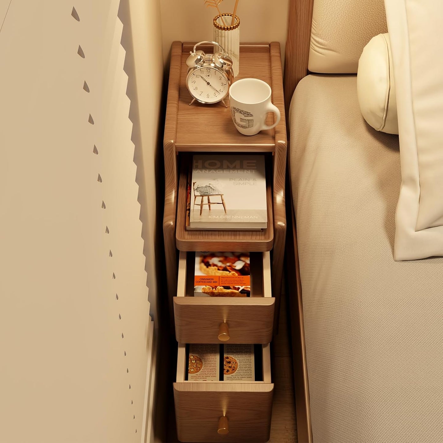 OakCraft™ Luxe Nightstand – Solid Wood Minimalist Bedside Table