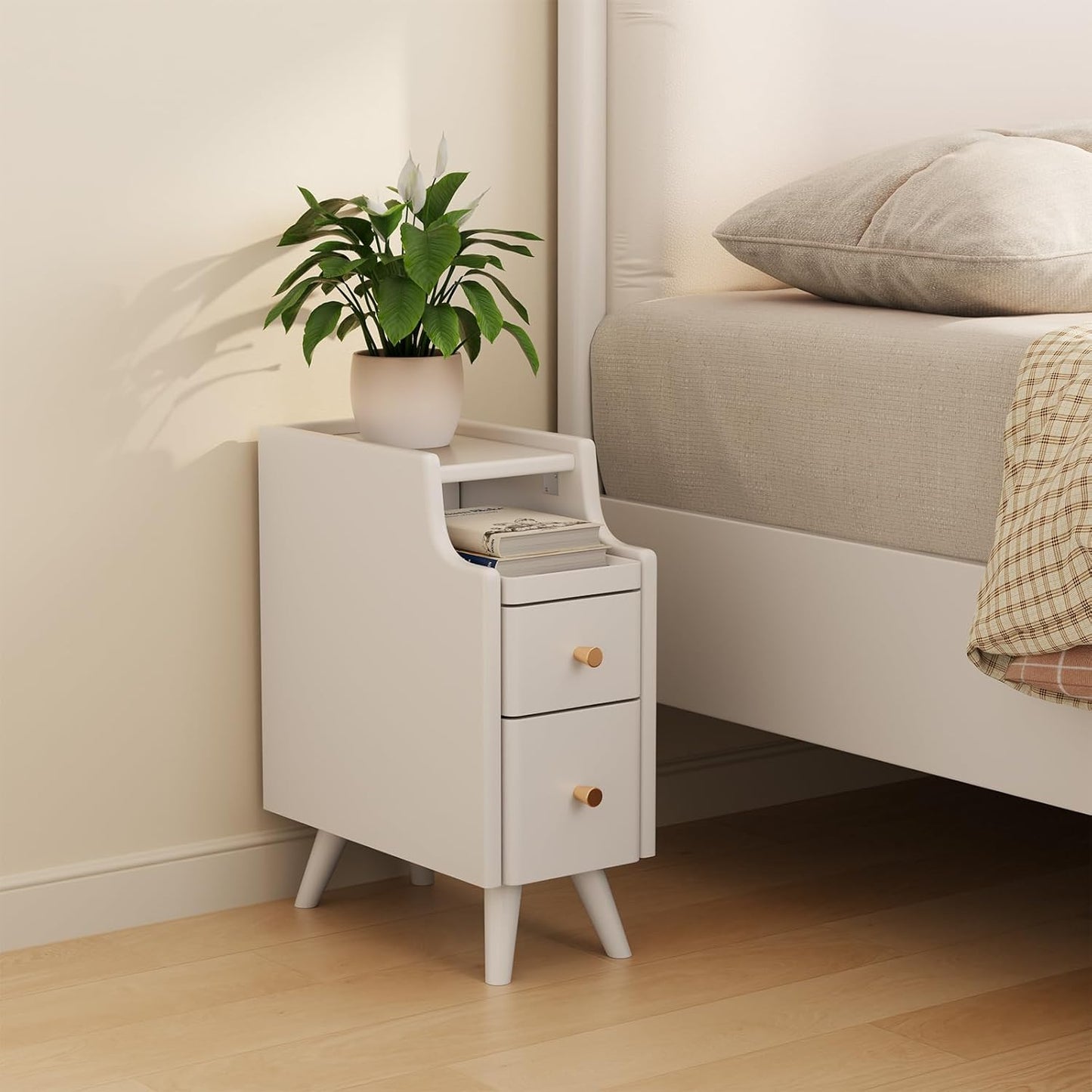 OakCraft™ Luxe Nightstand – Solid Wood Minimalist Bedside Table