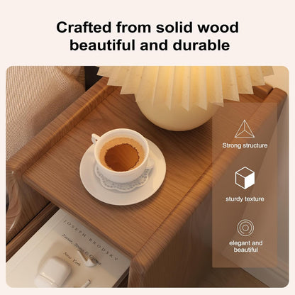 OakCraft™ Luxe Nightstand – Solid Wood Minimalist Bedside Table