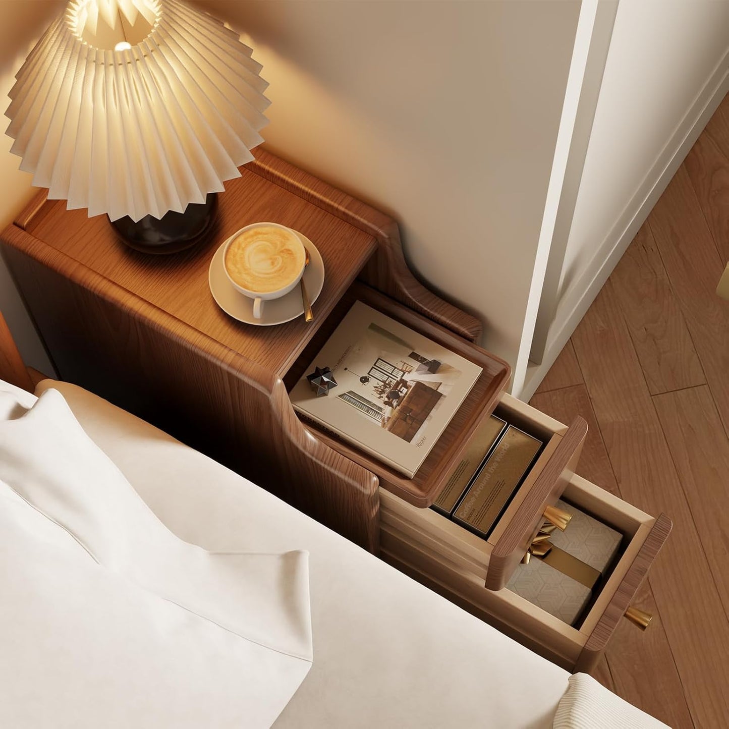 OakCraft™ Luxe Nightstand – Solid Wood Minimalist Bedside Table